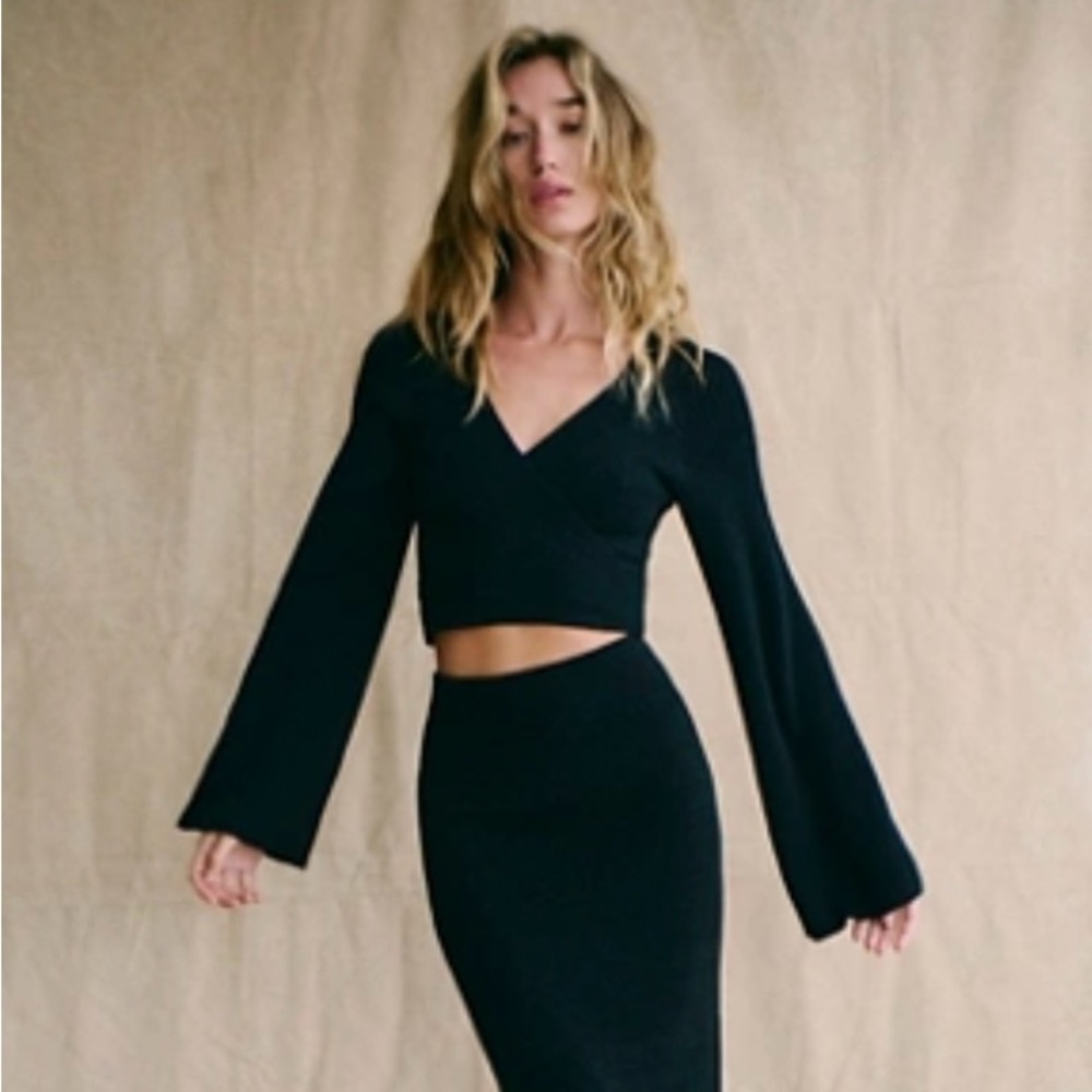 Witchy Free People Black Crew Neck Sweater